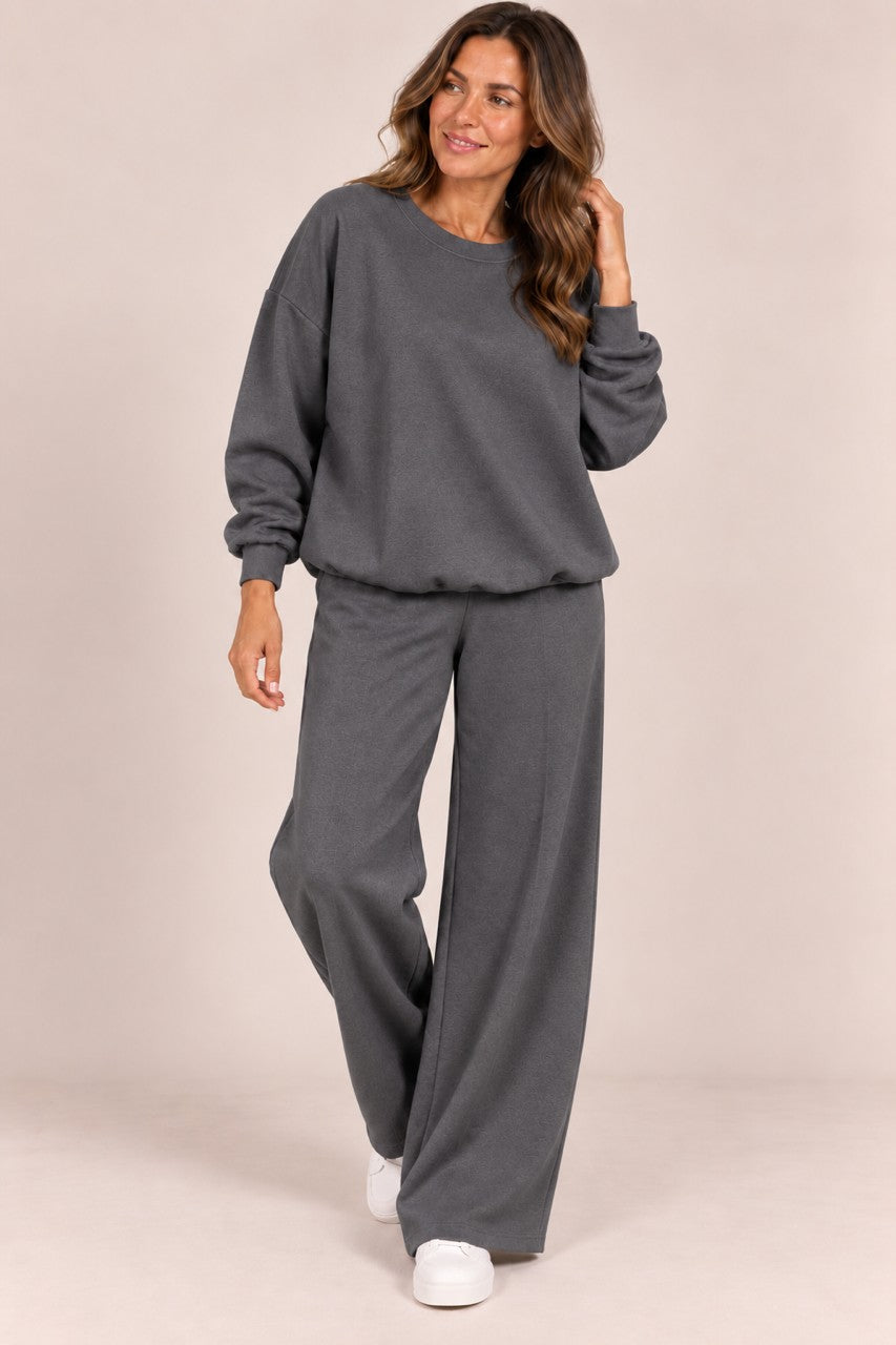WREN soft touch Set with wide leg trouser – GREY