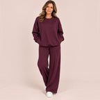 WREN soft touch Set with wide leg trouser – PLUM