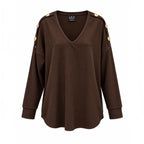 CARLY Set with gold button detail - BROWN