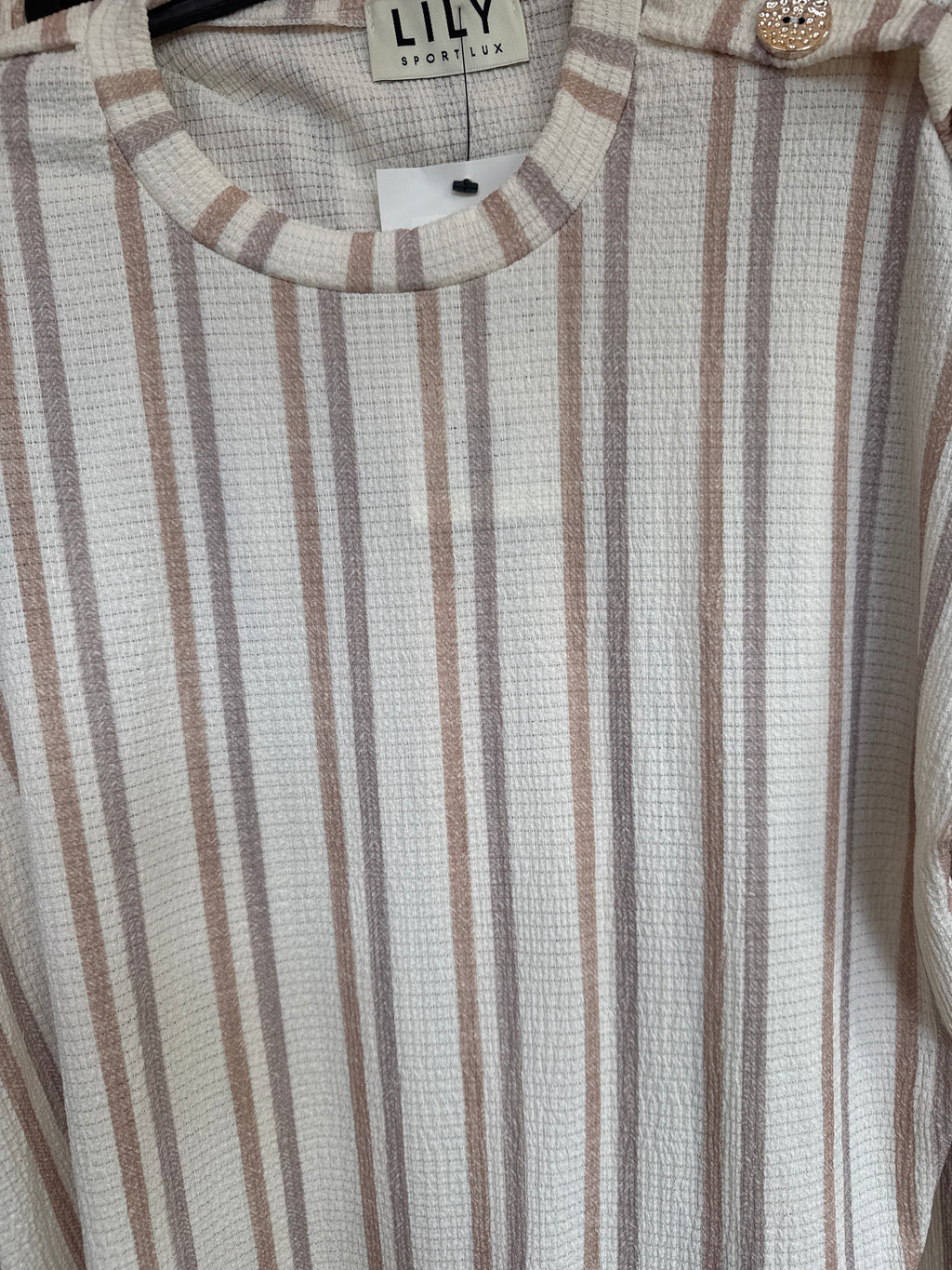KELLY Set with gold button detail - NEUTRAL STRIPE
