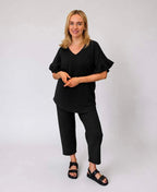 CARLY Frill sleeve – BLACK