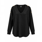 CARLY Set with gold button detail - BLACK