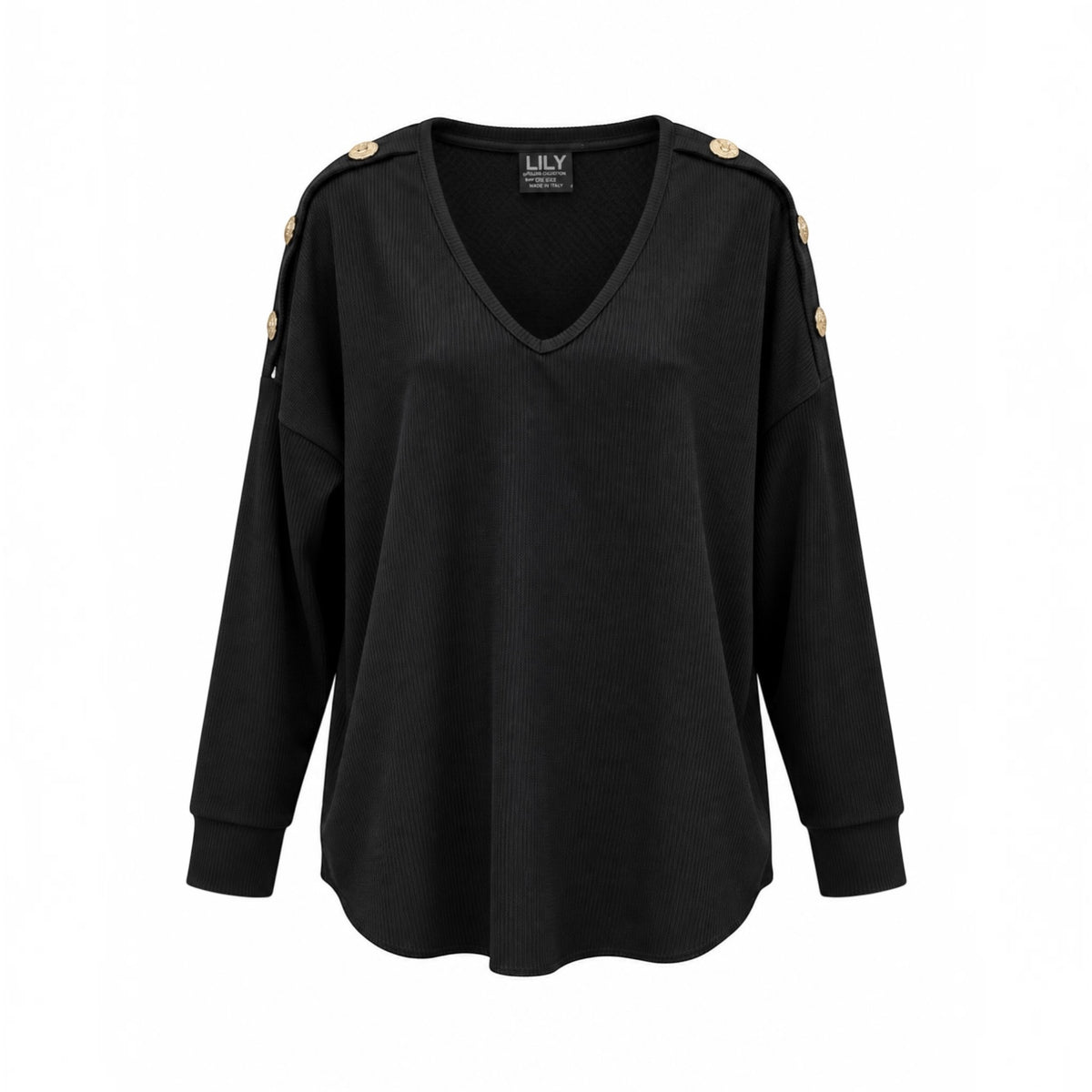 CARLY Set with gold button detail - BLACK