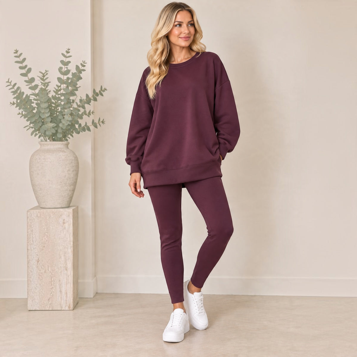 FREYA longline soft touch set - PLUM