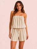 STRIPE Luxury playsuit sizes 8 to 24 – NEUTRALS