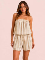 STRIPE Luxury playsuit sizes 8 to 24 – NEUTRALS