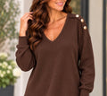 CARLY Set with gold button detail - BROWN