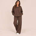 WREN soft touch Set with wide leg trouser – BROWN