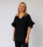 CARLY Frill sleeve – BLACK