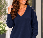 CARLY Set with gold button detail - NAVY
