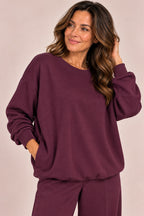 WREN soft touch Set with wide leg trouser – PLUM