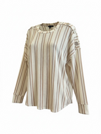 KELLY Set with gold button detail - NEUTRAL STRIPE