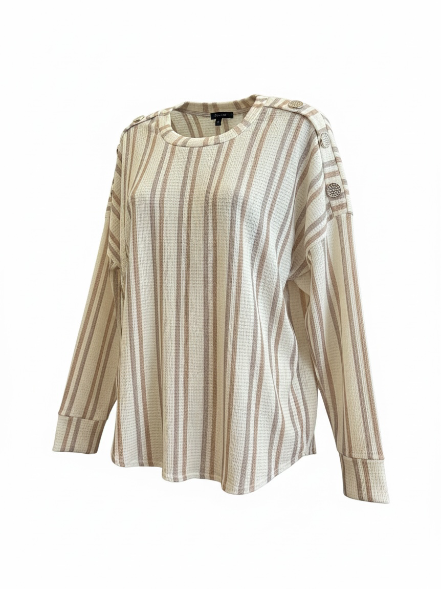 KELLY Set with gold button detail - NEUTRAL STRIPE