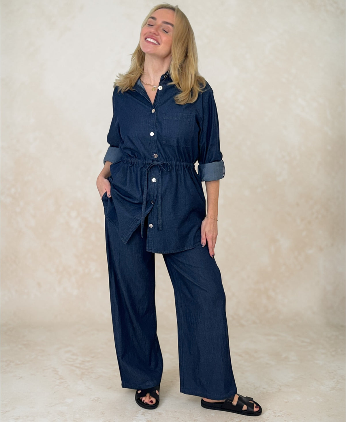 LILY 2 piece safari shirt set – DENIM