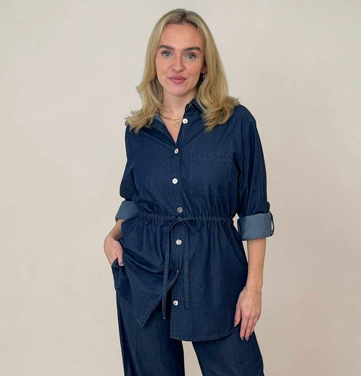 LILY 2 piece safari shirt set – DENIM