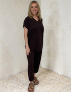 CARLY V Neck Set in BROWN sizes 8 to 24