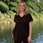CARLY V Neck Set in BROWN sizes 8 to 24