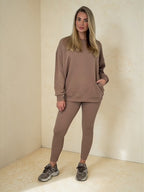 AMBER Crew neck Sweatshirt and Legging Set – Mocha sizes 8 to 22