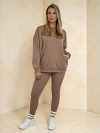 AMBER Crew neck Sweatshirt and Legging Set – Mocha sizes 8 to 22