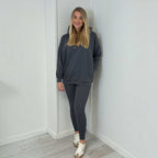 VARSITY Oversize Hoody and legging Set – CHARCOAL