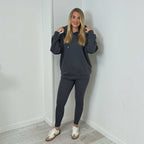 VARSITY Oversize Hoody and legging Set – CHARCOAL