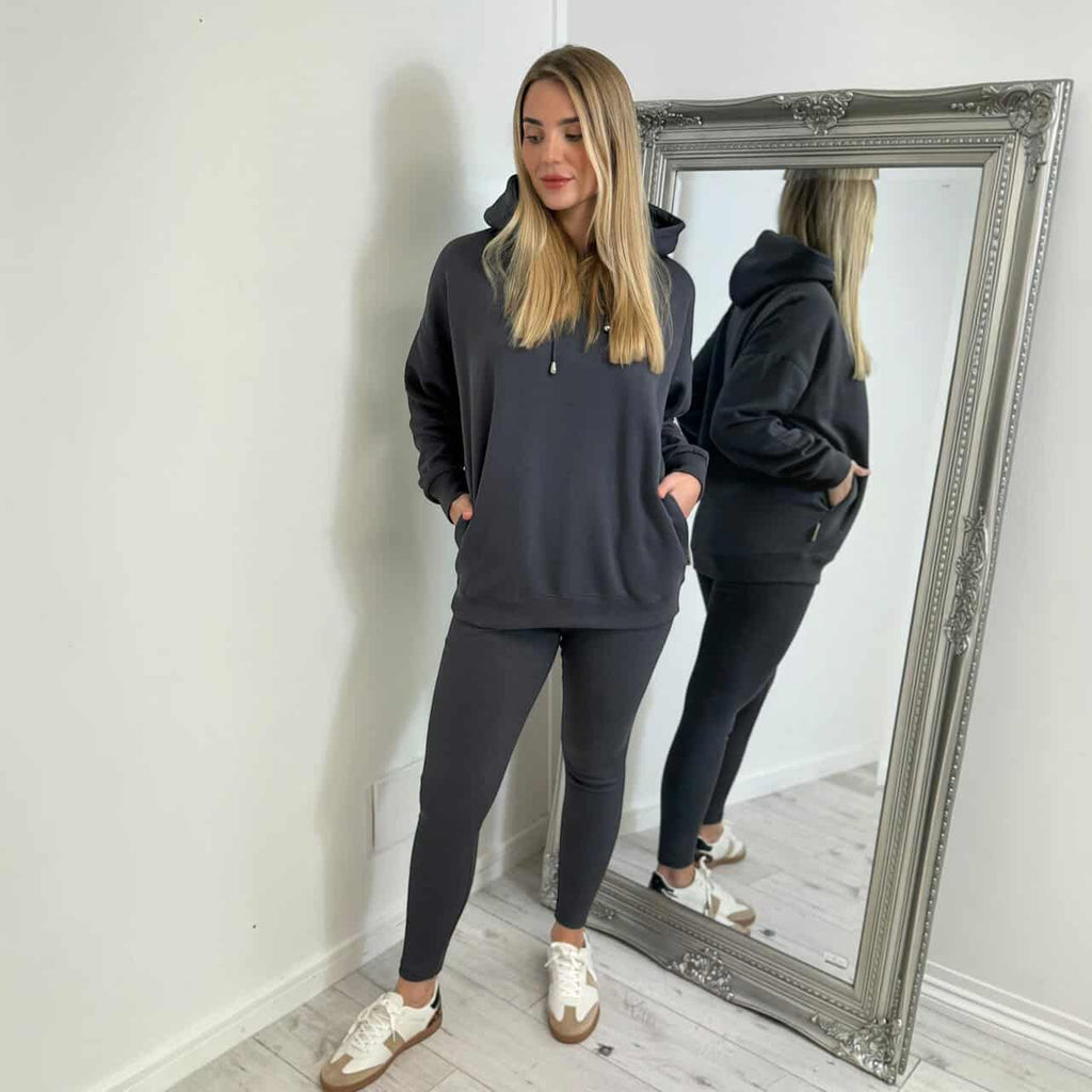 VARSITY Oversize Hoody and legging Set – CHARCOAL