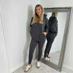 VARSITY Oversize Hoody and legging Set – CHARCOAL