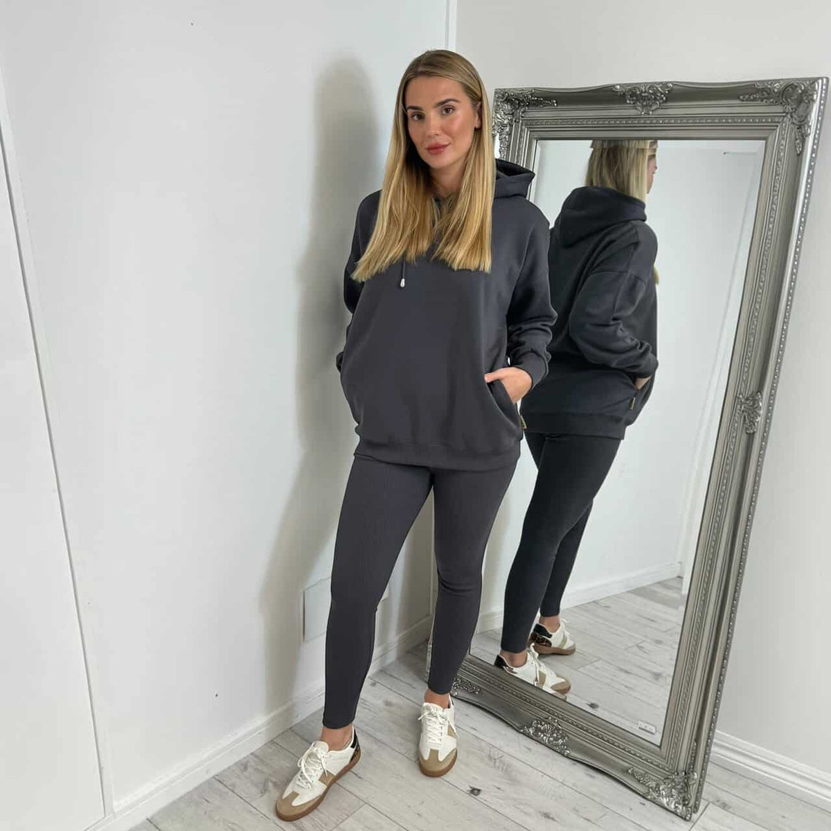 VARSITY Oversize Hoody and legging Set – CHARCOAL