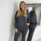 VARSITY Oversize Hoody and legging Set – CHARCOAL