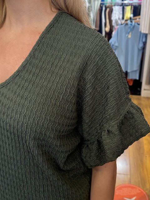 CARLY Frill sleeve – KHAKI
