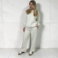 GEMMA Relaxed sweatshirt and wide leg trouser- GREY MARL