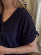PHOEBE textured towelling short set – NAVY