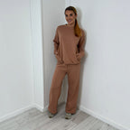 HARLEY set with wide leg trouser – Mocha