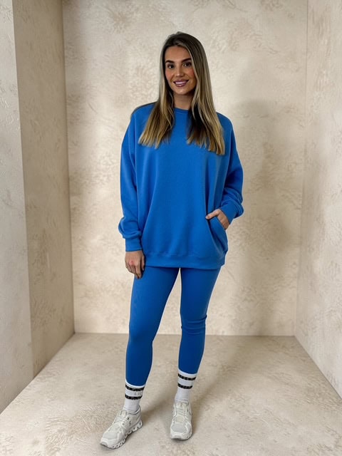 AMBER Crew neck Sweatshirt and Legging Set – POWDER BLUE