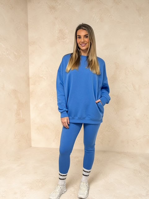 AMBER Crew neck Sweatshirt and Legging Set – POWDER BLUE