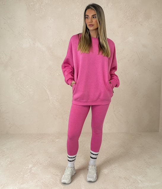 AMBER Crew neck Sweatshirt and Legging Set – PINK sizes 8 to 22