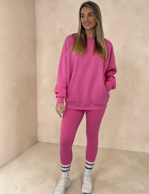 AMBER Crew neck Sweatshirt and Legging Set – PINK sizes 8 to 22