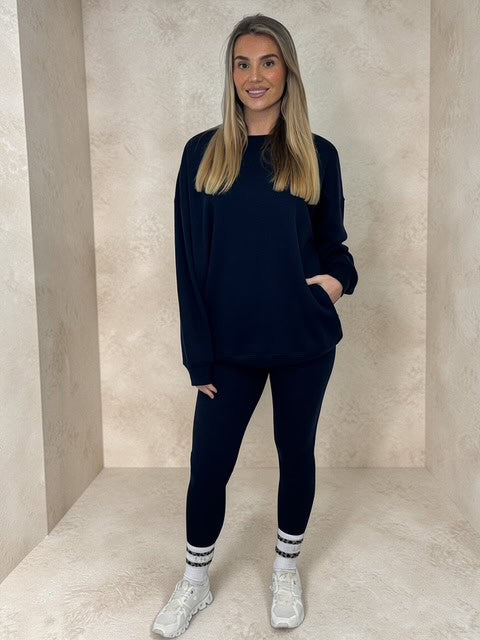 AMBER Crew neck Sweatshirt and Legging Set – Navy sizes 8 to 22