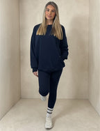 AMBER Crew neck Sweatshirt and Legging Set – Navy sizes 8 to 22