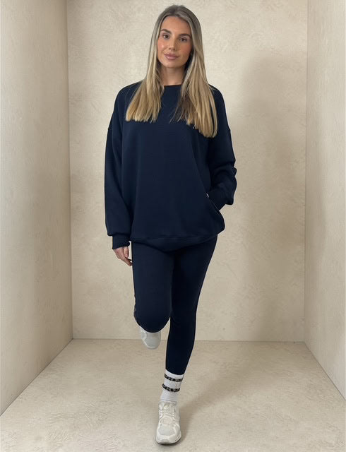 AMBER Crew neck Sweatshirt and Legging Set – Navy sizes 8 to 22