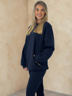 AMBER Crew neck Sweatshirt and Legging Set – Navy sizes 8 to 22