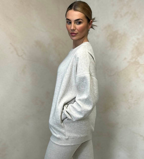 AMBER Crew neck Sweatshirt and Legging Set – Grey Melange sizes 8 to 22