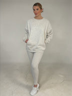 AMBER Crew neck Sweatshirt and Legging Set – Grey Melange sizes 8 to 22