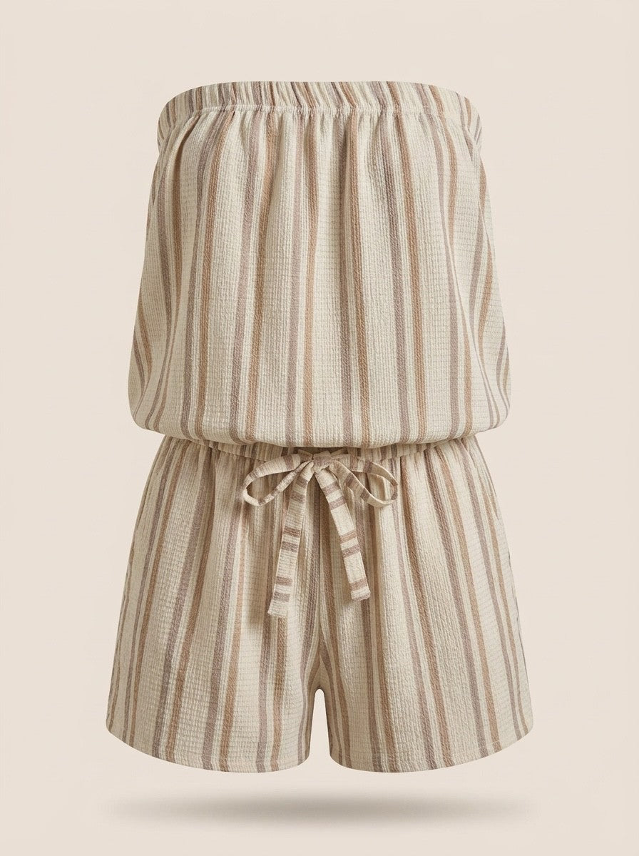 STRIPE Luxury playsuit sizes 8 to 24 – NEUTRALS