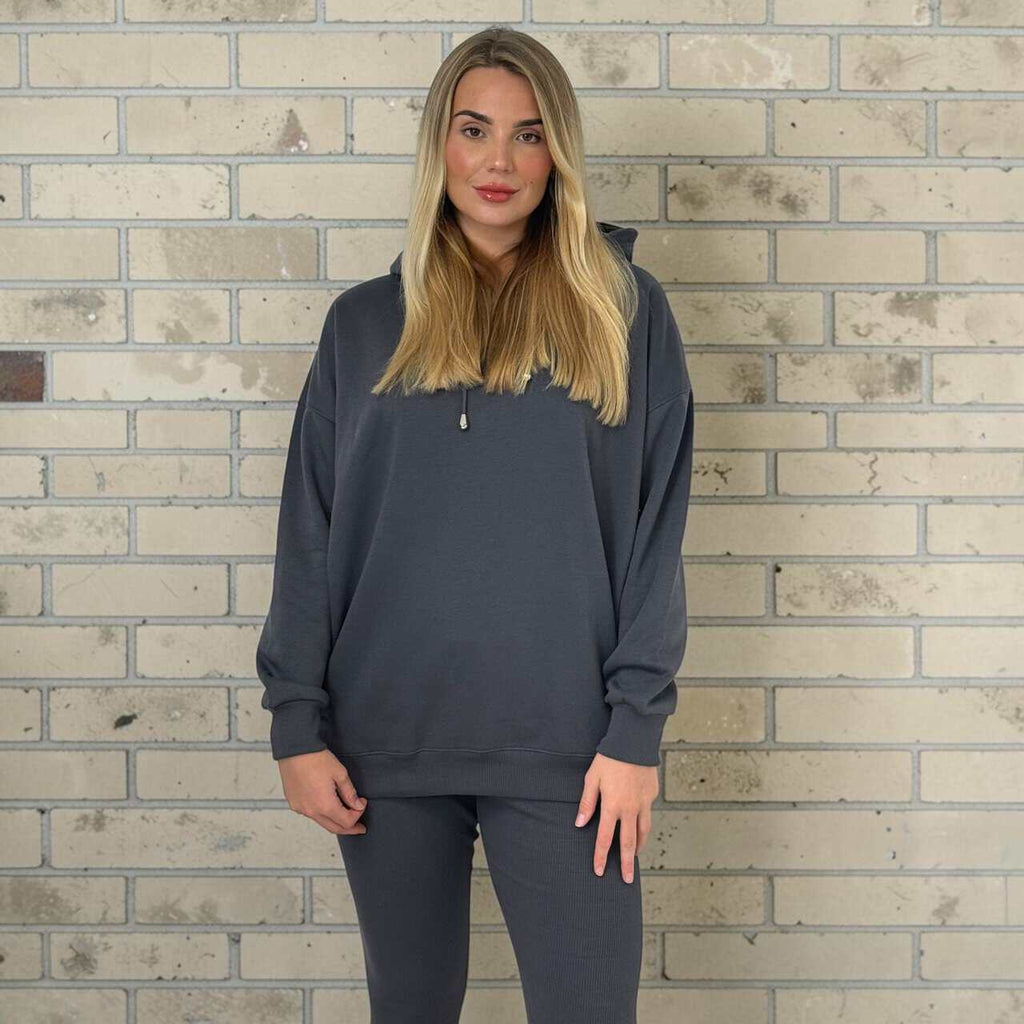 VARSITY Oversize Hoody and legging Set – CHARCOAL