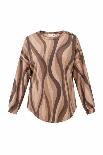 KELLY SET WITH GOLD BUTTON DETAIL - BROWN