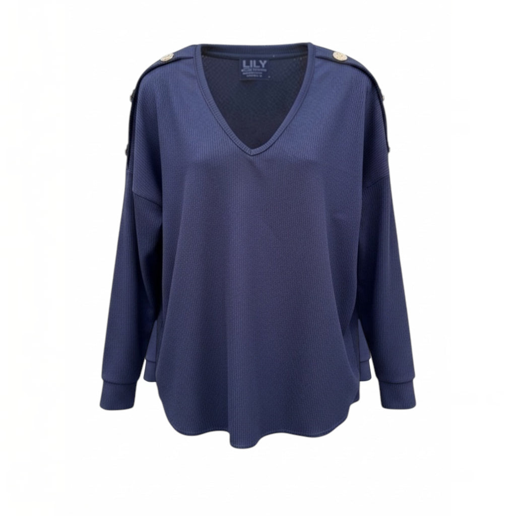 CARLY Set with gold button detail - NAVY
