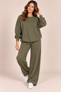 WREN soft touch Set with wide leg trouser – KHAKI