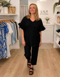 CARLY Frill sleeve – BLACK