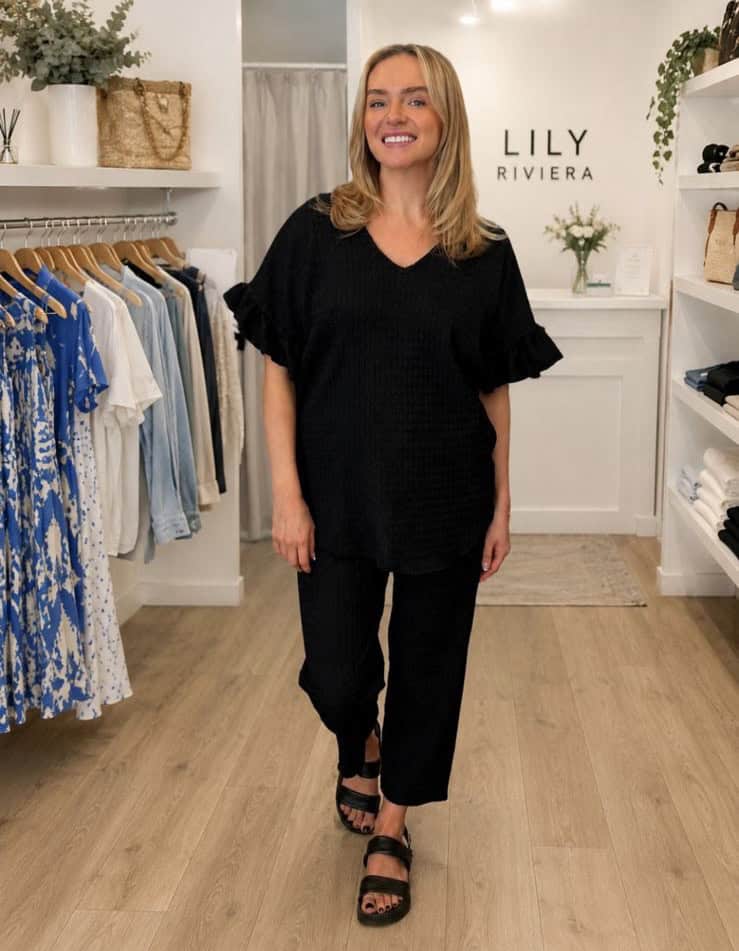 CARLY Frill sleeve – BLACK
